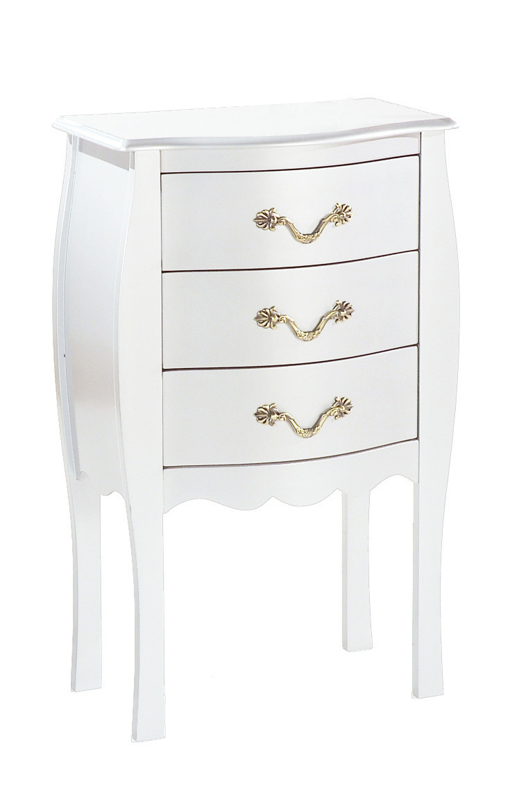 Commode / chevet baroque blanc 3 tiroirs - LOUISA