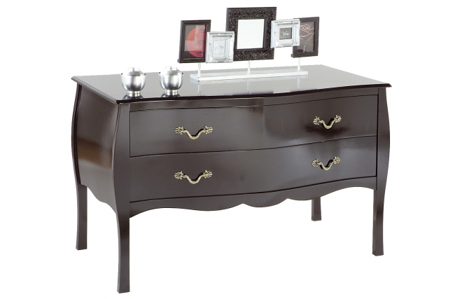 Commode / chevet baroque noir 2 tiroirs Louisa