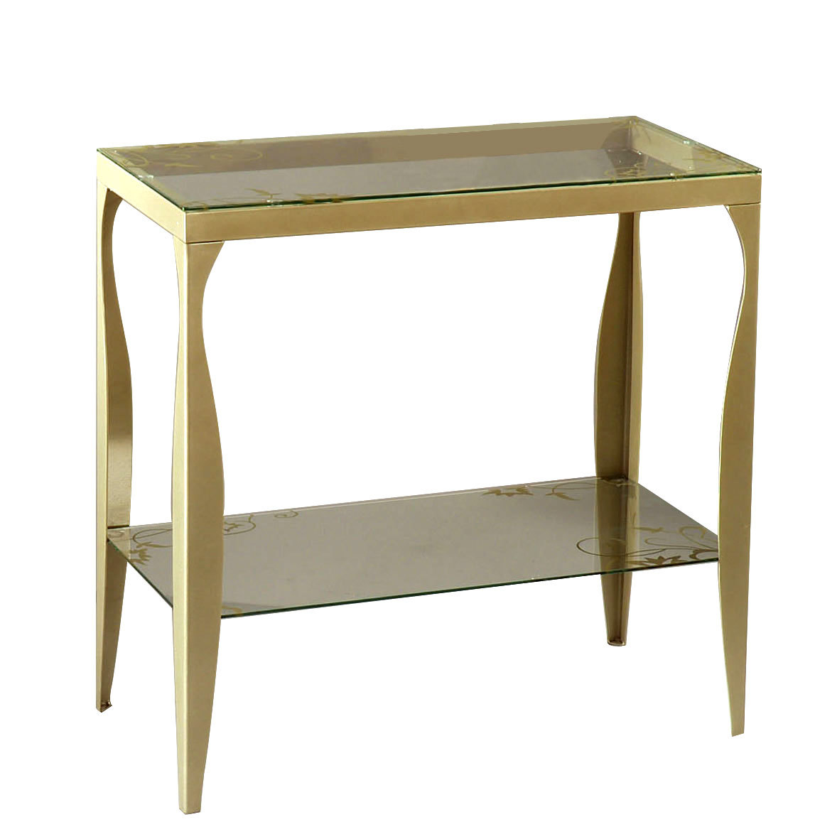 Console / buffet  en acier laqu&eacute; BAROCA - verre tremp&eacute; transparent  