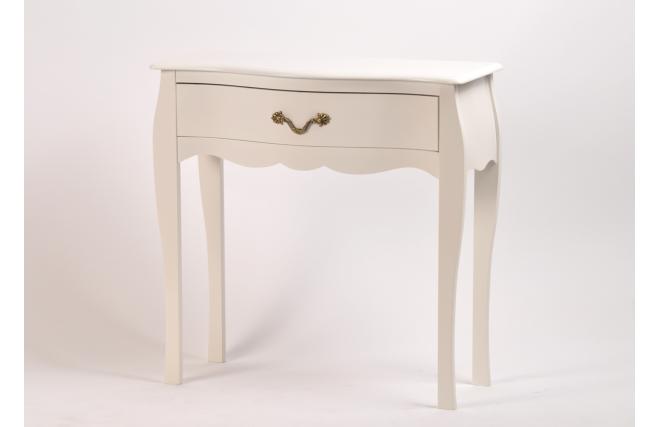 Console / Chevet 1 tiroir LOUISA poign&eacute;es noires - coloris blanc