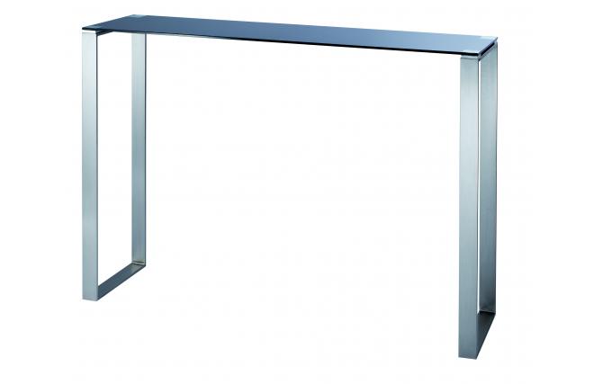 Console moderne noire en verre et inox Inola
