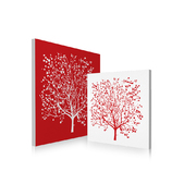 Ensemble de 2 tableaux design SPRING coloris rouge et blanc image pub1