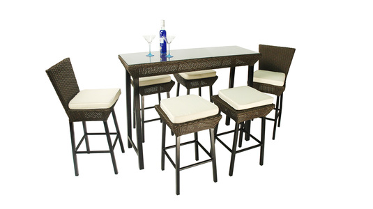 Ensemble de jardin CUBA - 4 tabourets, 2 chaises hautes & 1 bar - Couleur Cacao image 1