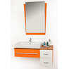 Ensemble de meubles de salle de bains POP ORANGE : vasque, meuble sous-vasque et miroir. image pub1
