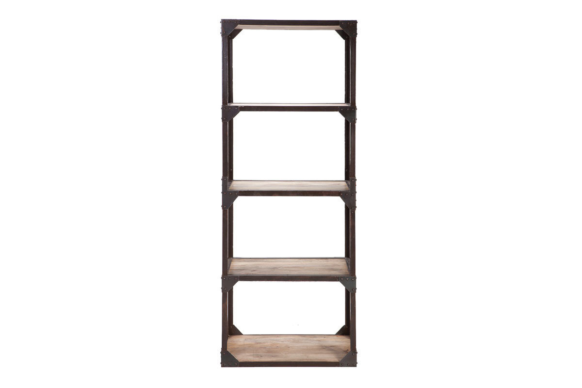 Etag&egrave;re bois massif et m&eacute;tal industrielle ATELIER