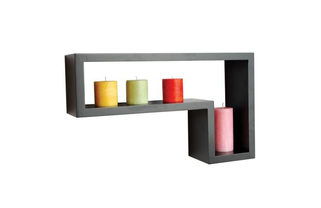 Etag&egrave;re murale contemporaine en bois noir Fulton (lot de 2)