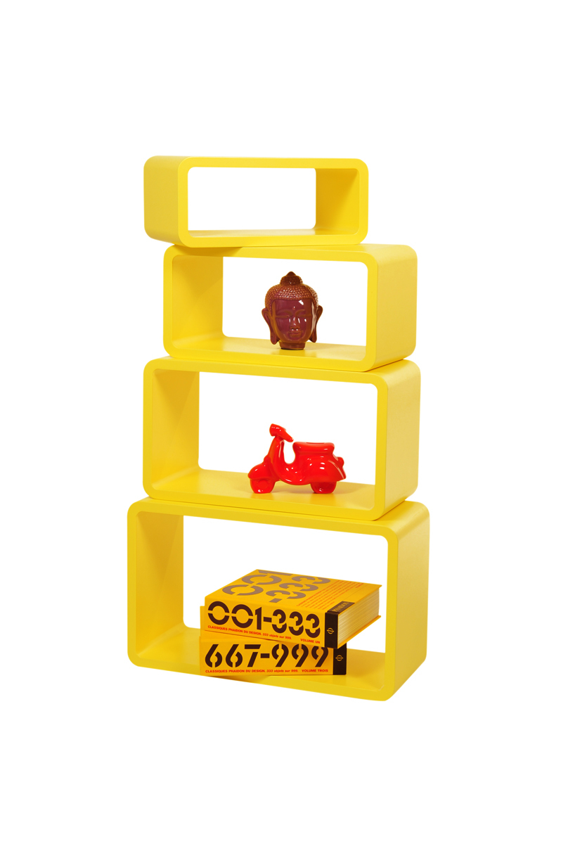 Etag&egrave;re Pop jaune rectangle (lot de 4)