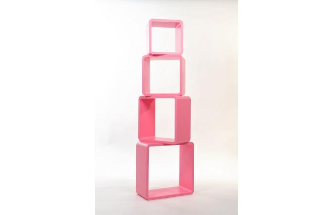 Etag&egrave;re Pop rose carr&eacute;e (lot de 4)