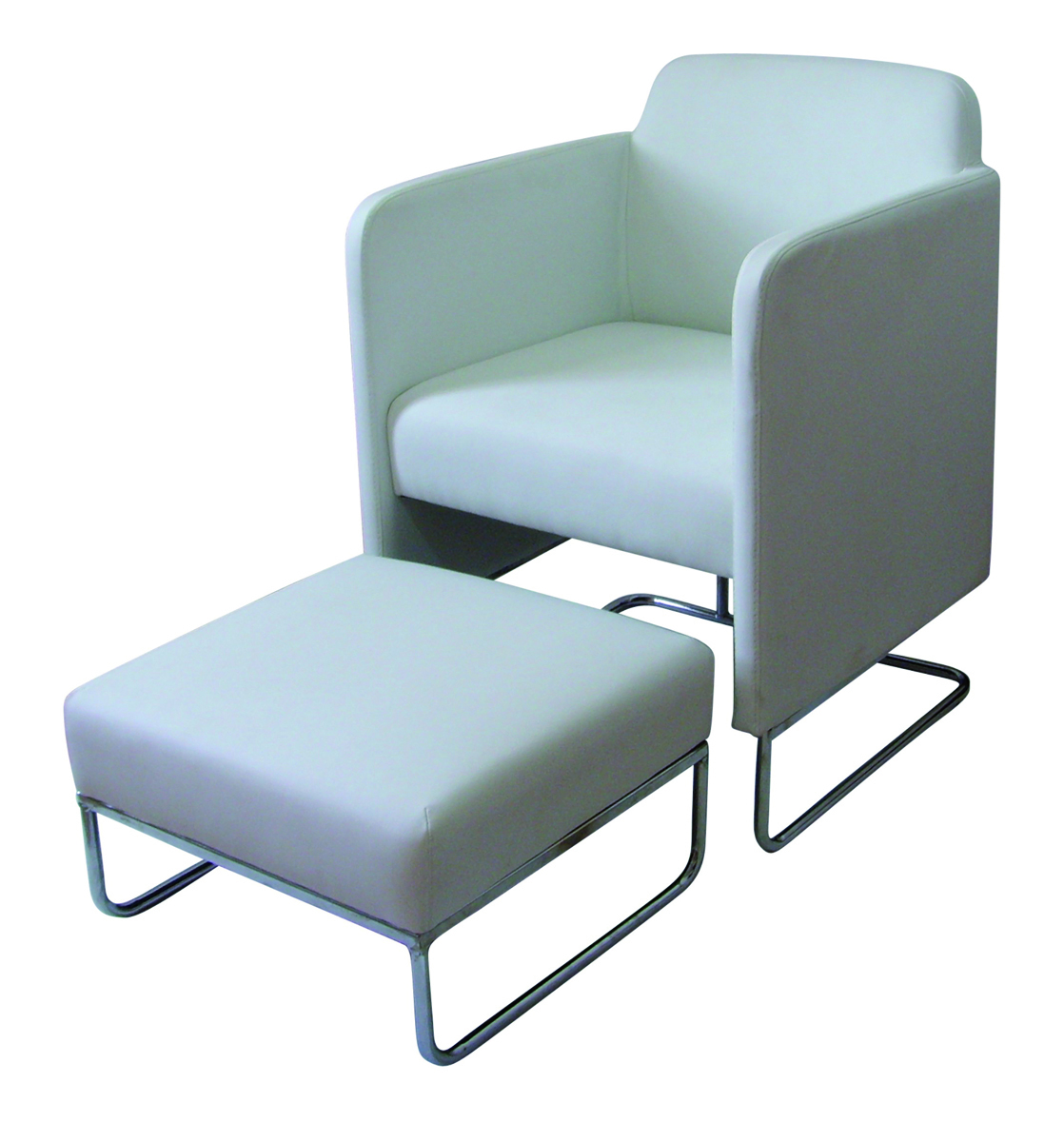 Fauteuil blanc moderne NOLAN et son repose pieds assorti 