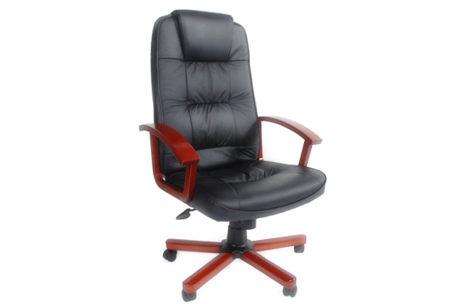 Fauteuil / chaise de bureau cuir noir Venus - refente de cuir pigment&eacute;e