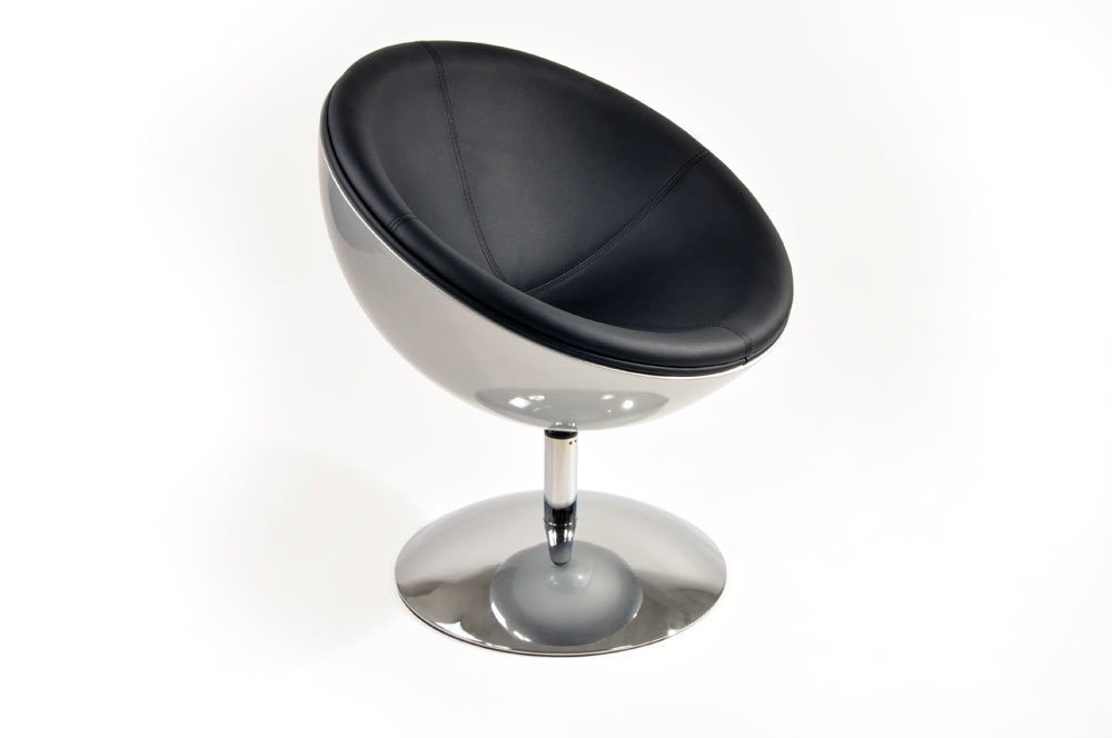 Fauteuil / chaise design r&eacute;tro argent et noir Stanley