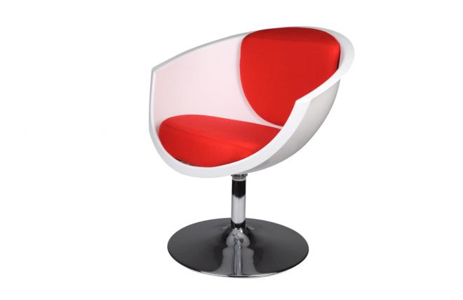 Fauteuil / chaise design r&eacute;tro blanc et rouge New Groovy