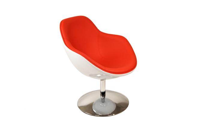 Fauteuil / chaise design r&eacute;tro blanc et rouge Solly