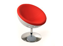 Fauteuil / chaise design r&eacute;tro blanc et rouge Stanley