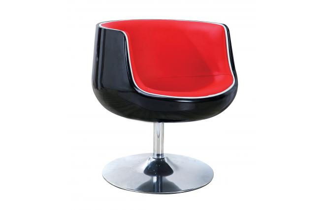 Fauteuil / chaise design r&eacute;tro noir et rouge Brady