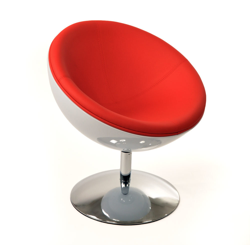 Fauteuil / chaise design STANLEY blanc et rouge en ABS et polyur&eacute;thane  image 1