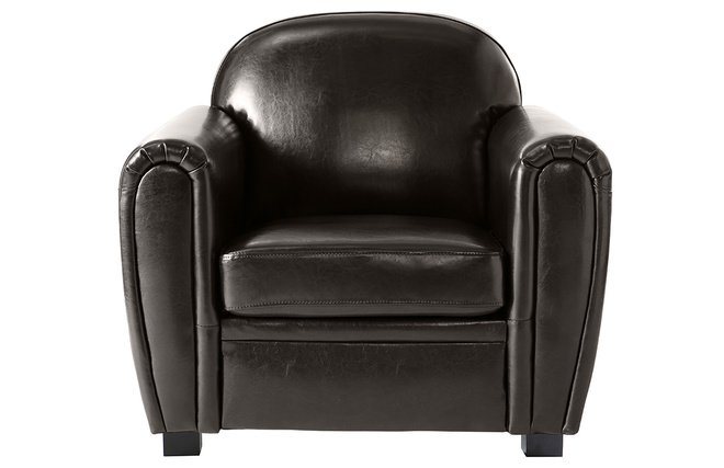 Fauteuil Club cuir marron - cuir de buffle