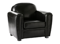 Fauteuil Club cuir noir - cuir de buffle