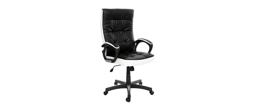 Fauteuil de bureau design noir et blanc LORENZO