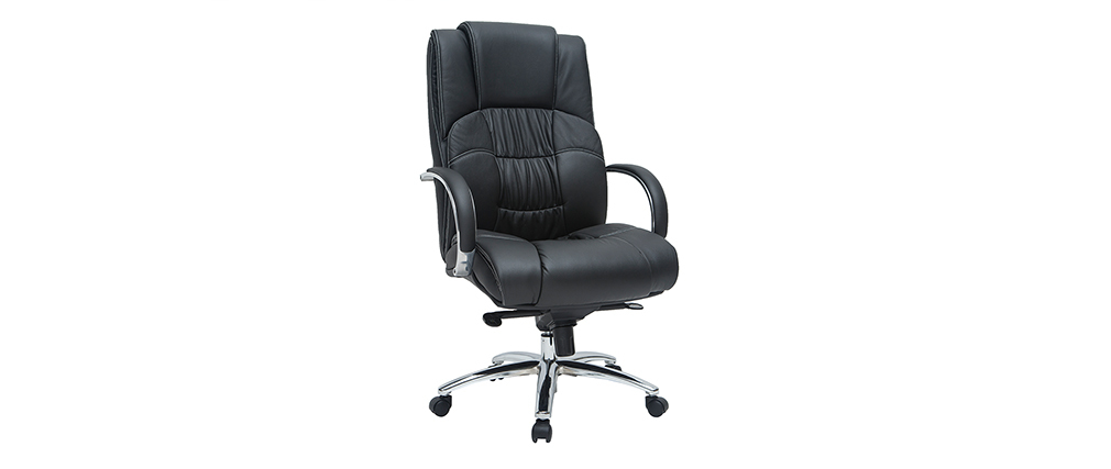 Fauteuil de bureau / direction en cuir noir Donatello
