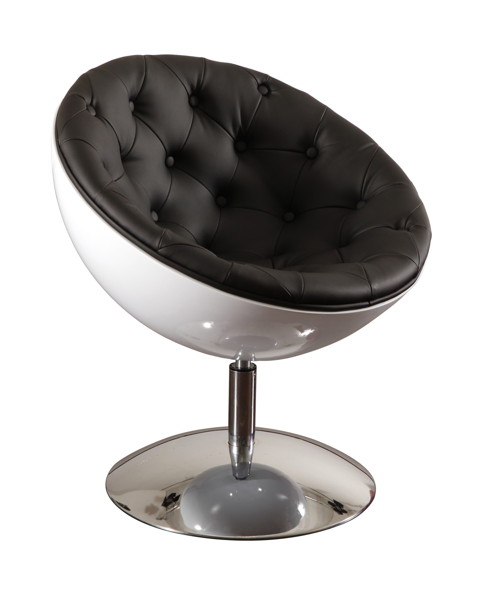 Fauteuil design r&eacute;tro blanc et noir New Stanley