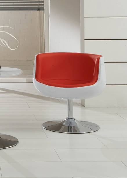 Fauteuil design r&eacute;tro blanc et rouge Brady