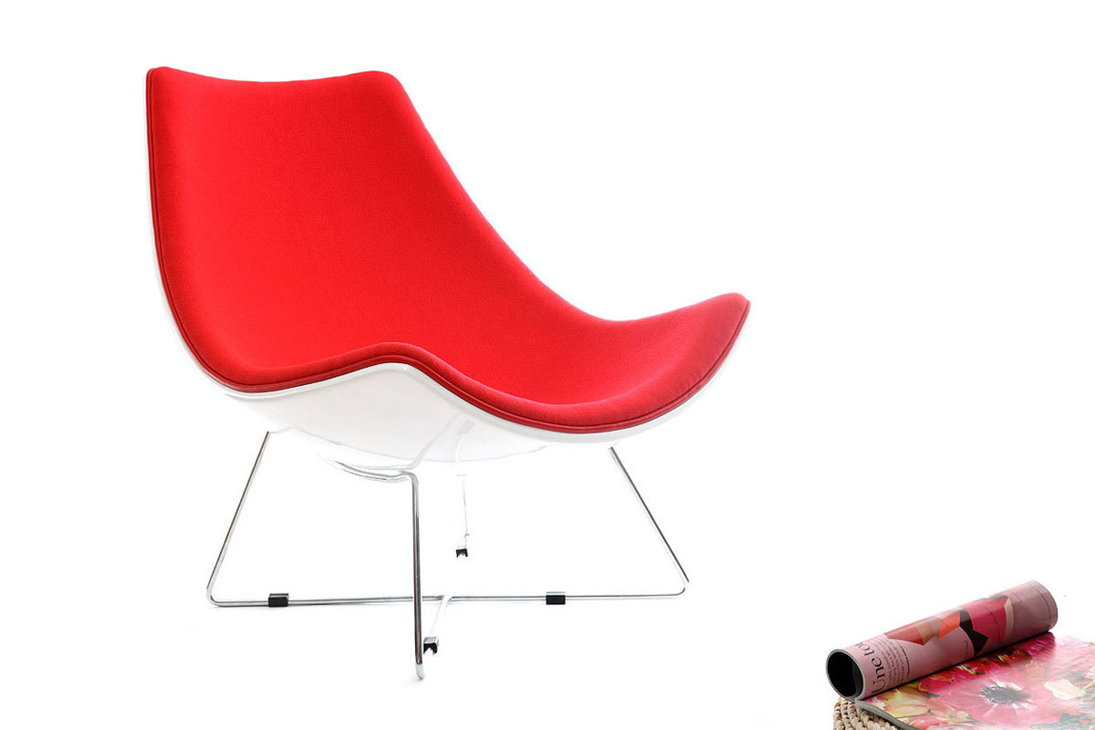 Fauteuil design rouge et blanc HELIO 