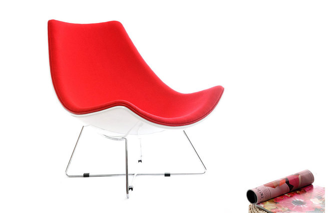 Fauteuil design rouge et blanc HELIO 