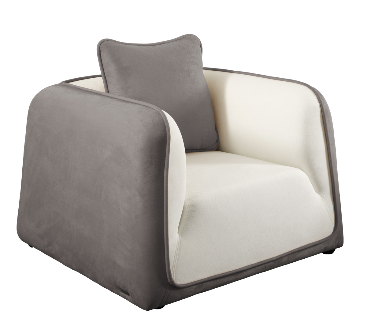 Fauteuil ITALIA coloris blanc et gris cendr&eacute;