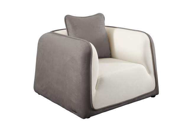Fauteuil ITALIA coloris blanc et gris cendr&eacute;