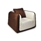 Fauteuil moderne blanc et chocolat en microfibre Italia
