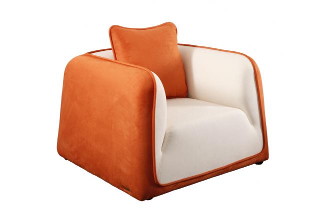 Fauteuil moderne blanc et orange en microfibre Italia