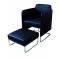Fauteuil noir moderne NOLAN et son repose pieds assorti 