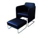 Fauteuil noir moderne NOLAN et son repose pieds assorti 