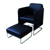 Fauteuil noir moderne NOLAN et son repose pieds assorti  image pub1