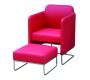 Fauteuil rouge moderne NOLAN et son repose pieds assorti 