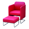 Fauteuil rouge moderne NOLAN et son repose pieds assorti  image pub1