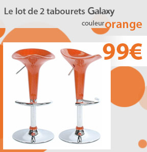 Promo du moment : Lot de 2 tabourets de bar / cuisine GALAXY orange