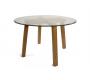 La table ronde  plateau verre DALTON - pieds ch&ecirc;ne malaisien - ch&ecirc;ne clair