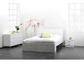 Lit design laqu&eacute; blanc 2 personnes 160x200 NOHA