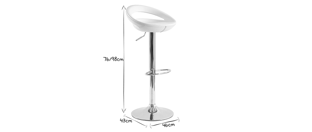 Lot 2 de tabourets de bar / cuisine COMET revetement pvc blanc image 1