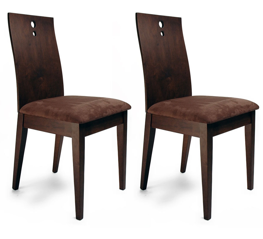 Lot de 2 chaises cuisine / salle &agrave; manger BELLA coloris ch&ecirc;ne moyen  - assise brun fonc&eacute;