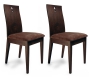 Lot de 2 chaises cuisine / salle &agrave; manger BELLA coloris ch&ecirc;ne moyen  - assise brun fonc&eacute;