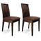 Lot de 2 chaises cuisine / salle &agrave; manger BELLA coloris ch&ecirc;ne moyen  - assise brun fonc&eacute;