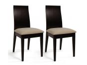 Lot de 2 chaises cuisine / salle &agrave; manger EVA ch&ecirc;ne malaisien  - coloris wenge