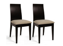 Lot de 2 chaises cuisine / salle &agrave; manger EVA ch&ecirc;ne malaisien  - coloris wenge