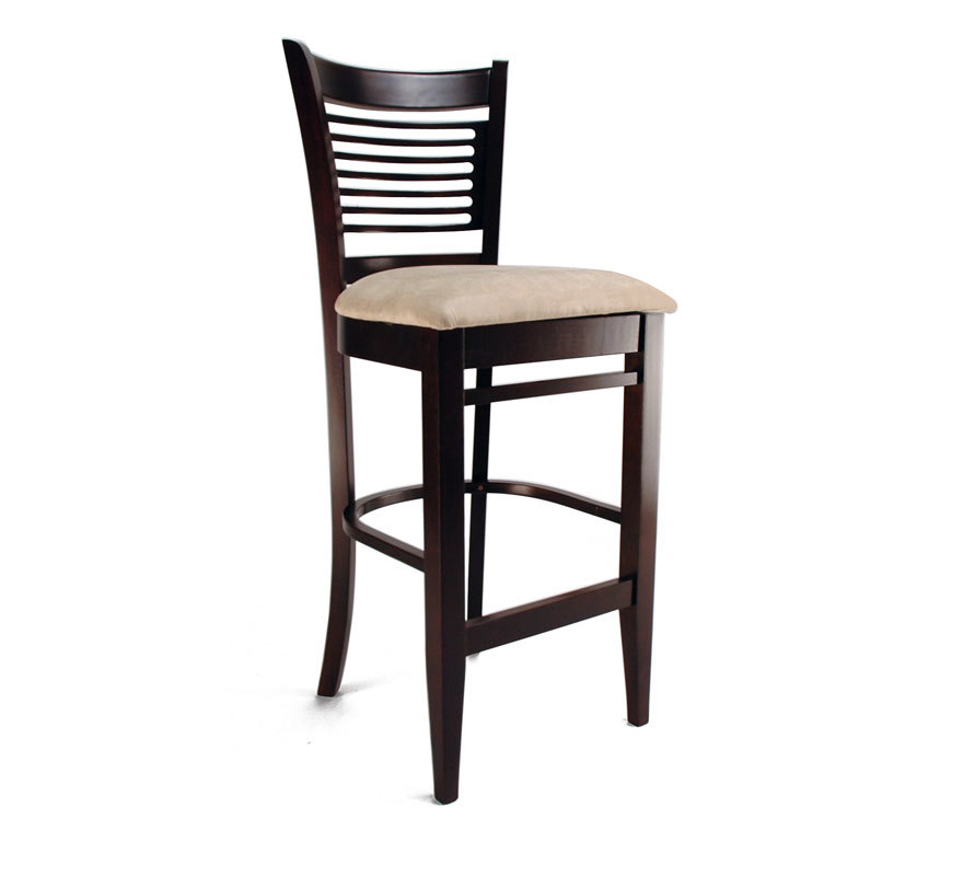 Lot de 2 chaises de bar / cuisine Ellen en ch&ecirc;ne massif - wenge - assise claire