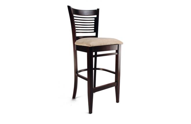 Lot de 2 chaises de bar / cuisine Ellen en ch&ecirc;ne massif - wenge - assise claire