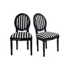 Lot de 2 chaises de cuisine / salle &agrave; manger MEDAILLON ray&eacute;e noir et blanc image pub1