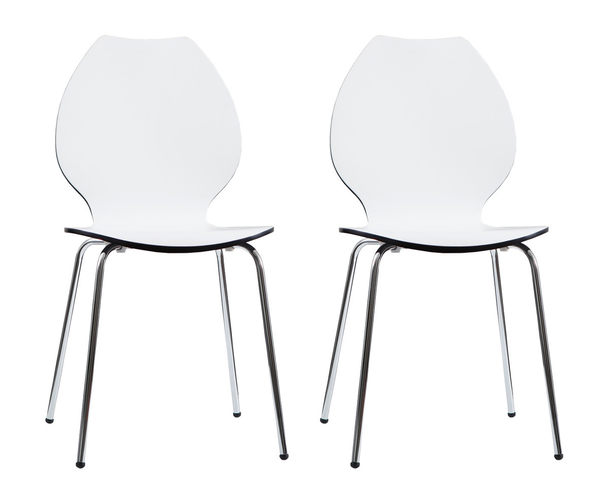 Lot de 2 chaises design cuisine blanches et noires AVA